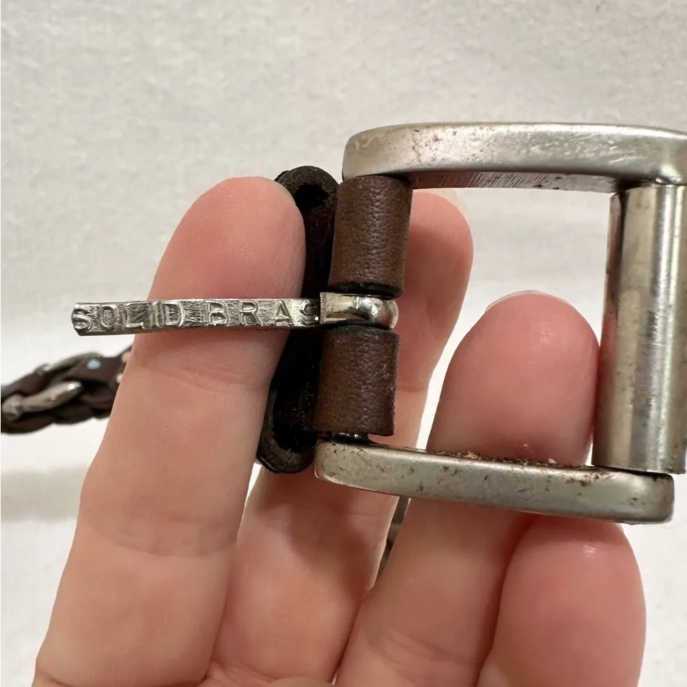 Amiee Lynn Brown Leather Belt Solid Brass Hardware Horse Bit Equestrian Bling‍‍‍